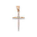 Diamond Cross Pendant In 14K Rose Gold