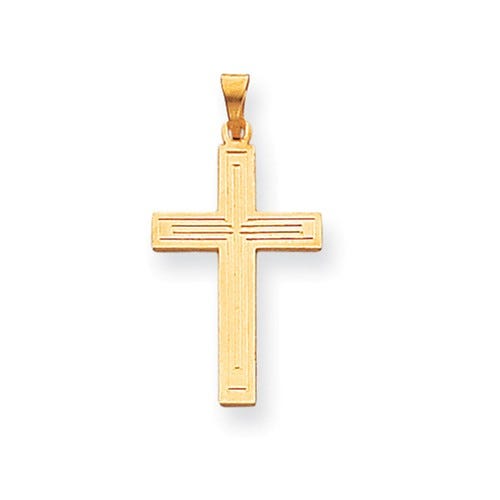 Solid Cross Pendant In 14K Yellow Gold
