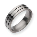 Titanium Black Enamel Flat Grooved Approx. 0.28 Inch Brushed Wedding Band