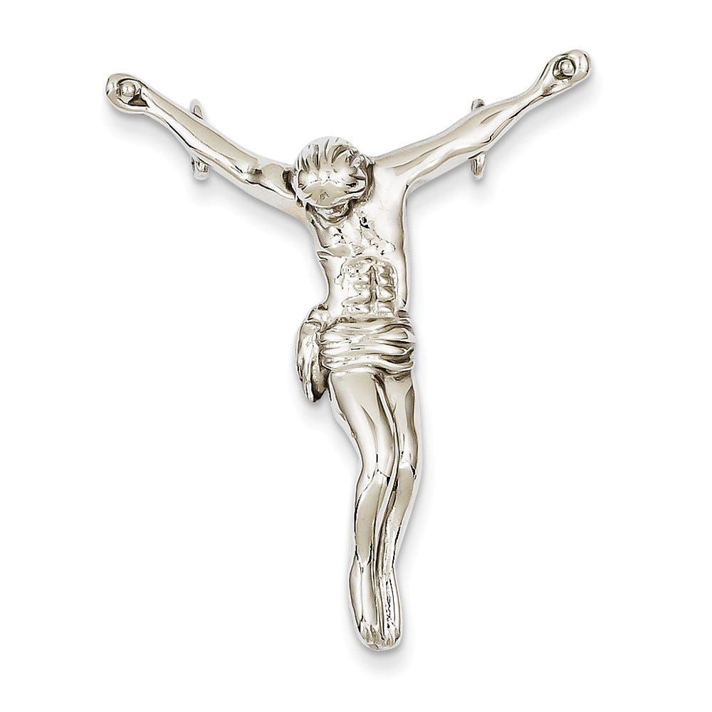 14K White Gold Jesus Chain Slide