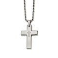 Stainless Steel Cz Cross Pendant Necklace