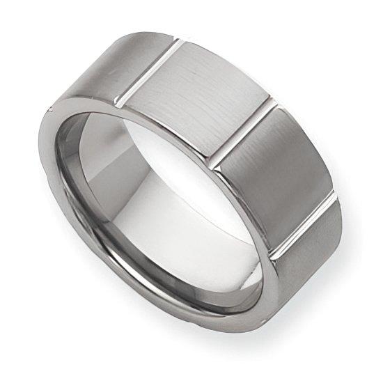 Tungsten Beveled Edge Approx. 0.31 Inch Brushed and Polished Wedding Band