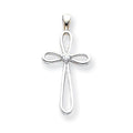 14K White Gold Aa Diamond Looped-Arm Cross Pendant