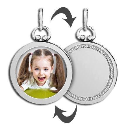 Sterling Silver Open Face Photo Pendant with Engravable Back