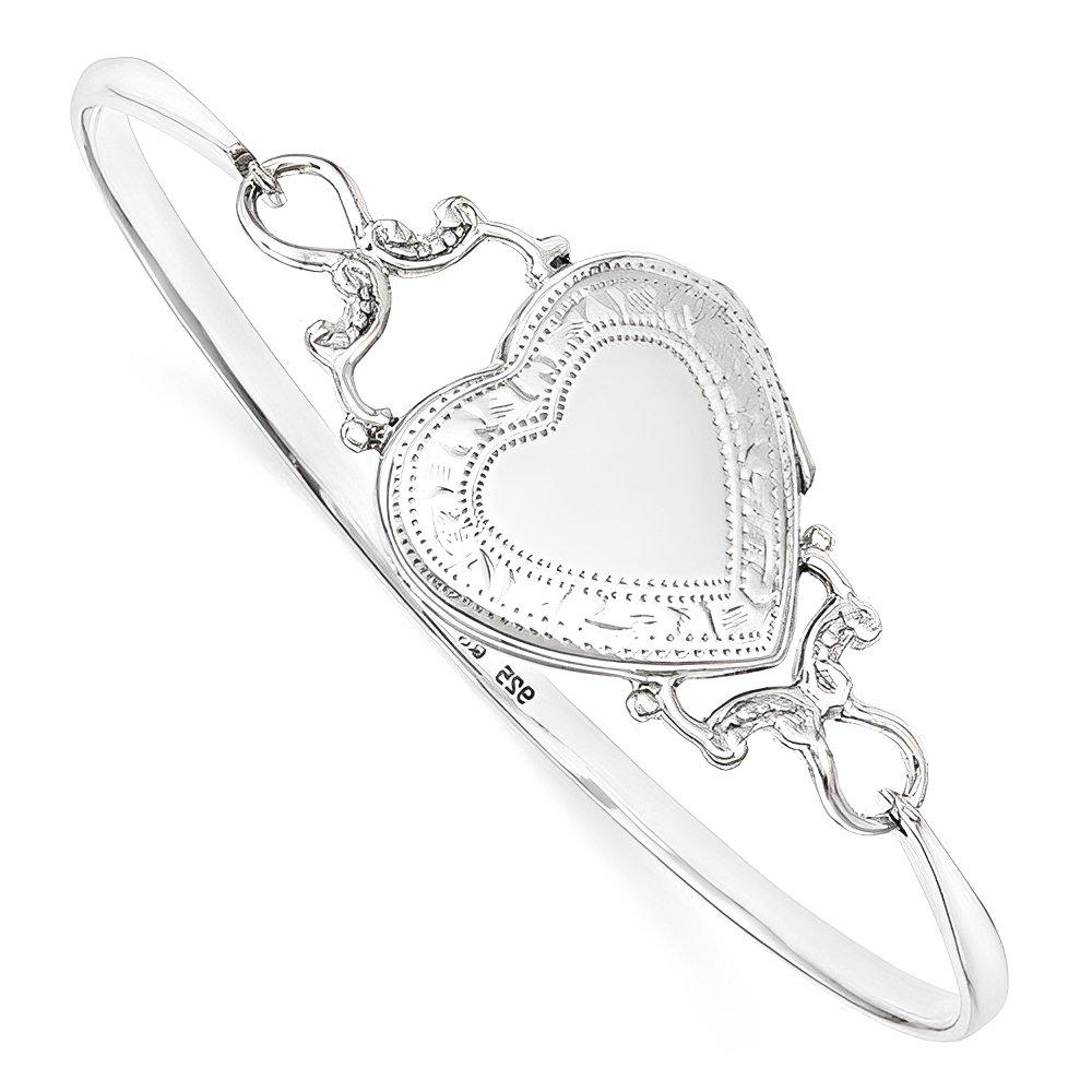 Sterling Silver Heart Locket Bangle Bracelet