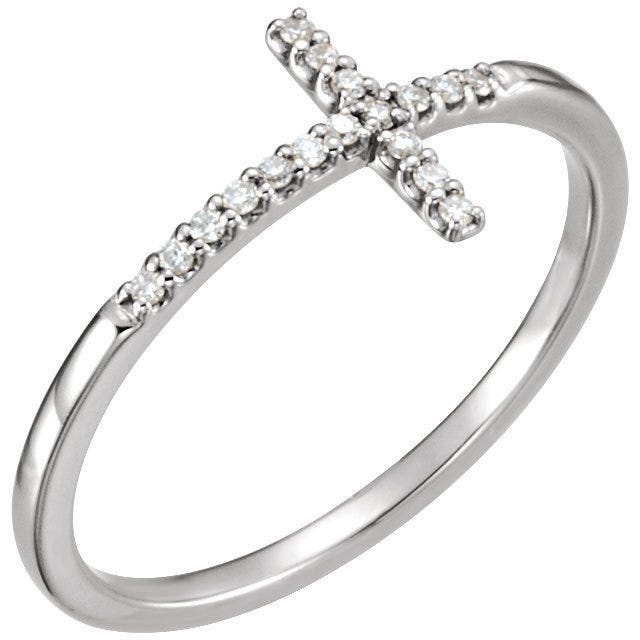 085 Ctw Diamond Sideways Cross Ring