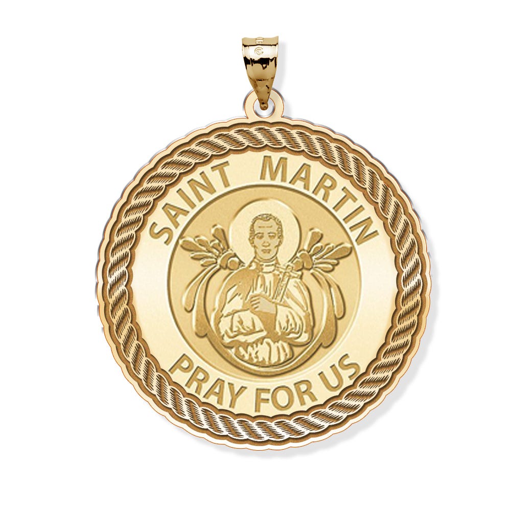 Saint Martin Round Rope Border Religious Medal