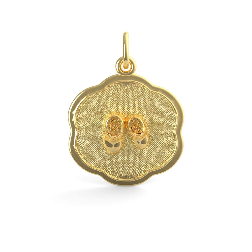 Baby Booties On Scalloped Disc Charm