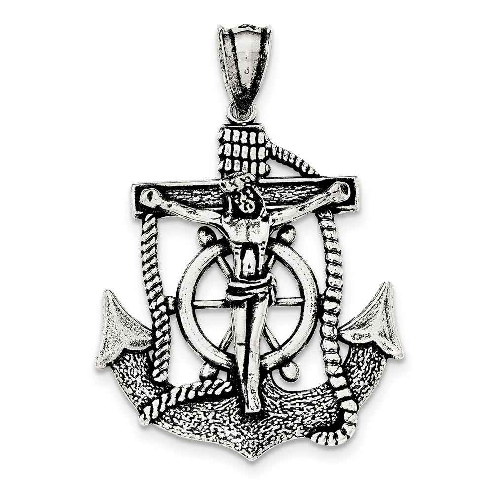 Sterling Silver Antiqued Mariner Cross Pendant