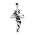 Antiqued Flowered Cross Pendant