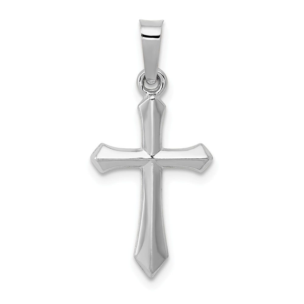 14K White Gold Polished Spear-Tip Cross Pendant