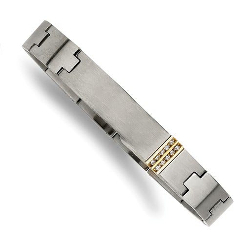 Custom Engraved Stainless Steel Men's Diamond Accent ID Bracelet