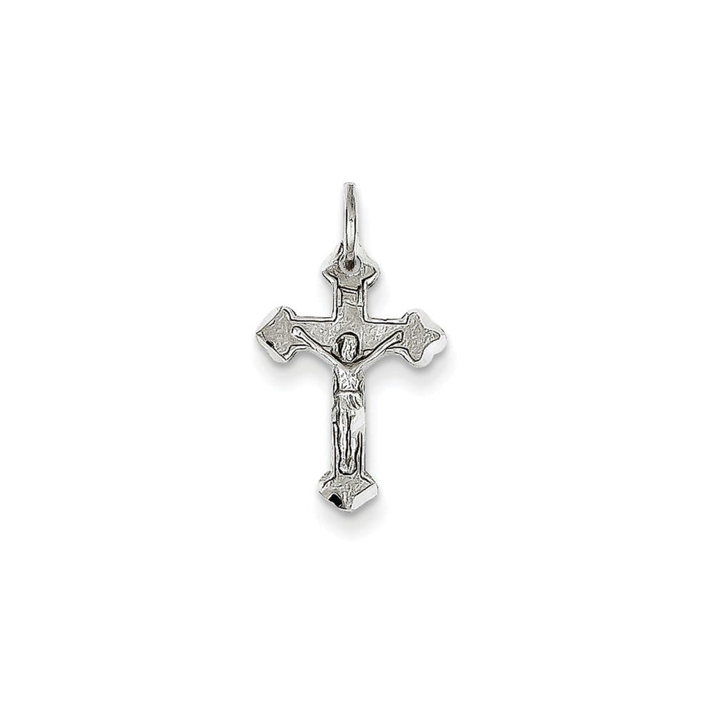 14K White Gold Diamond Cut Crucifix Charm