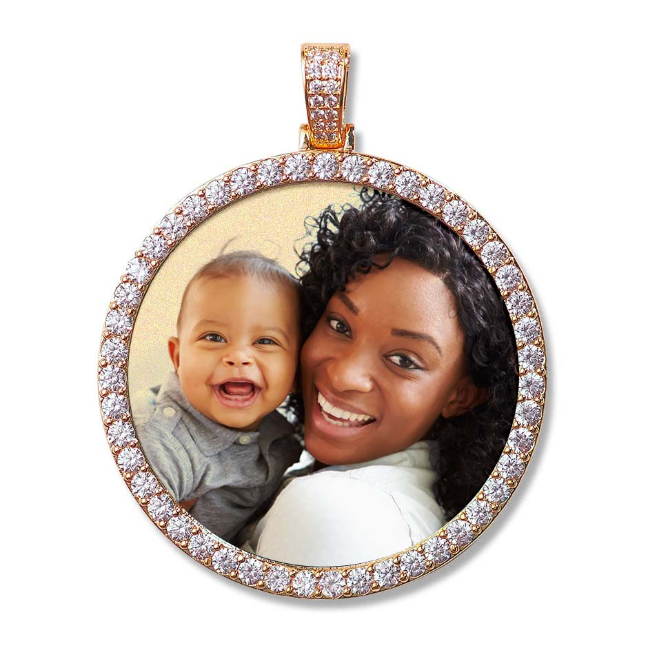 XL Cubic Zirconia Photo Engraved Pendant