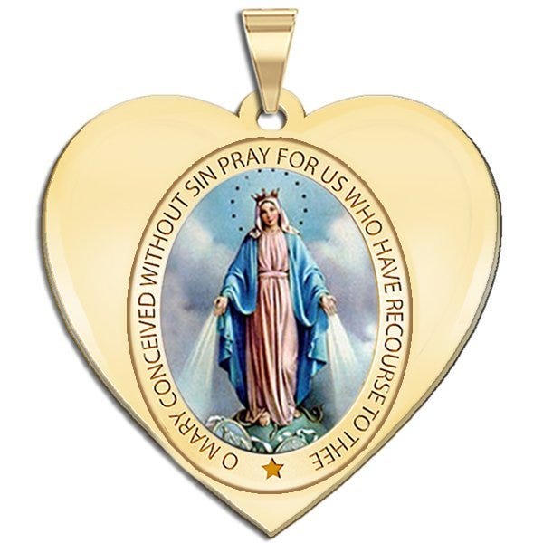 Miraculous Medal Heart Shaped Color
