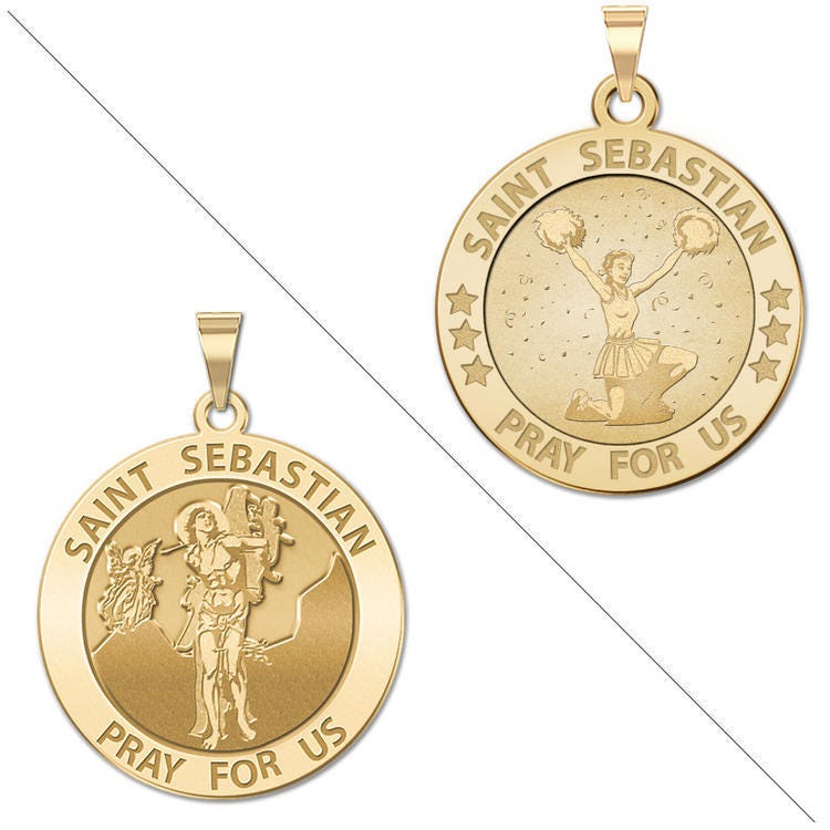 Cheerleading - Saint Sebastian Doubledside Sports Religious Medal