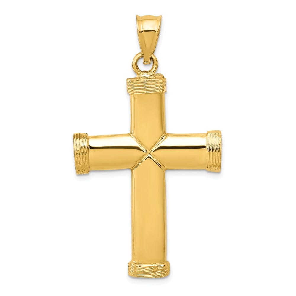 Polished Latin Cross Pendant with Ribbed Ends