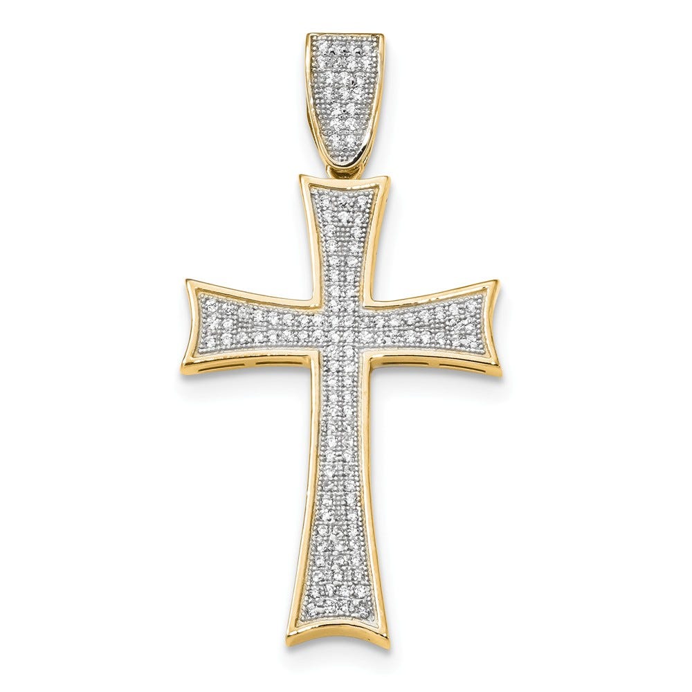 14K Micro Pavé Cz Large Cross Pendant