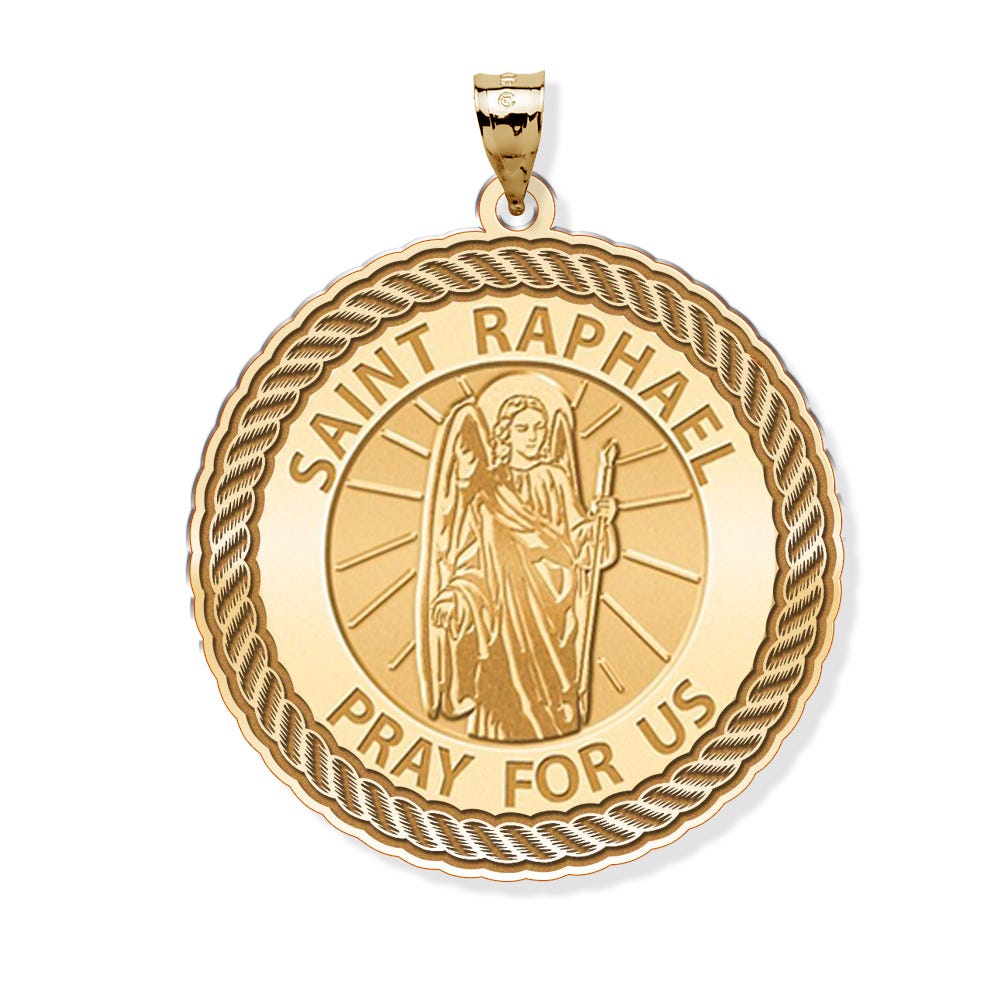 Saint Raphael Round Rope Border Medal