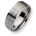 Stainless Steel Grooved Approx. 0.31 Inch Satin and Polished Wedding Band