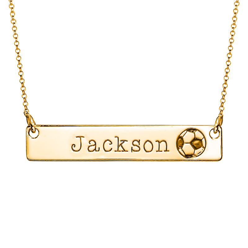 Personalized Horizontal Soccer Name Bar with Adjustable Chain