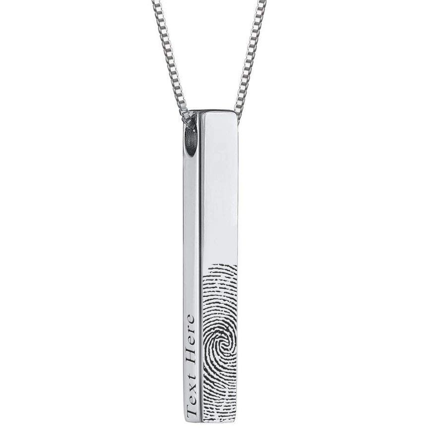 Personalized Fingerprint Vertical 3D Bar Necklace