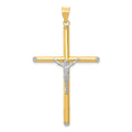 14K Two-Tone And Rhodium Inri Crucifix Pendant