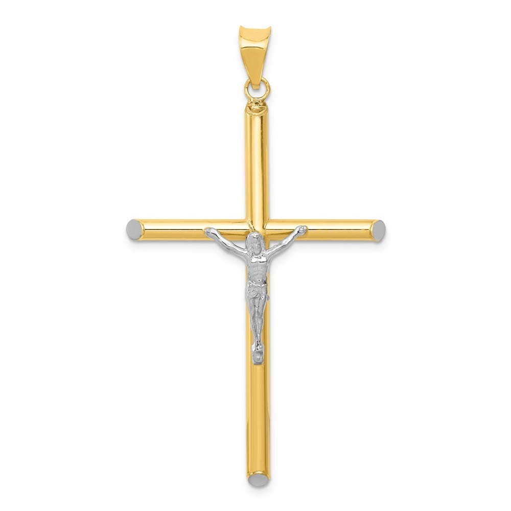 14K Two-Tone And Rhodium Inri Crucifix Pendant