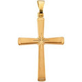 14K Yellow Gold Cross Pendant with Starburst Center