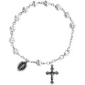 Sterling Silver Miraculous Charm Rosary Bracelet