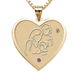 Mother with Two Daughters - Heart Pendant with Birthstones