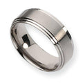 Titanium Ridged Edge Approx. 0.31 Inch Satin and Polished Wedding Band