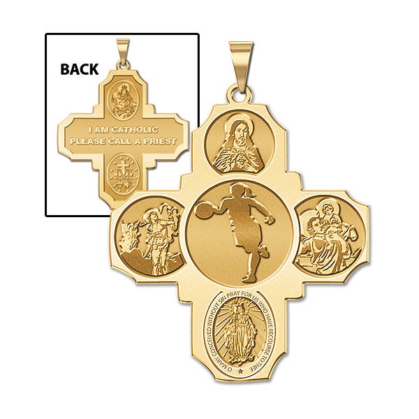 Four Way Cross - Basketball Female Religious Medal