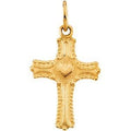 Gold Child's Cross Pendant With Heart