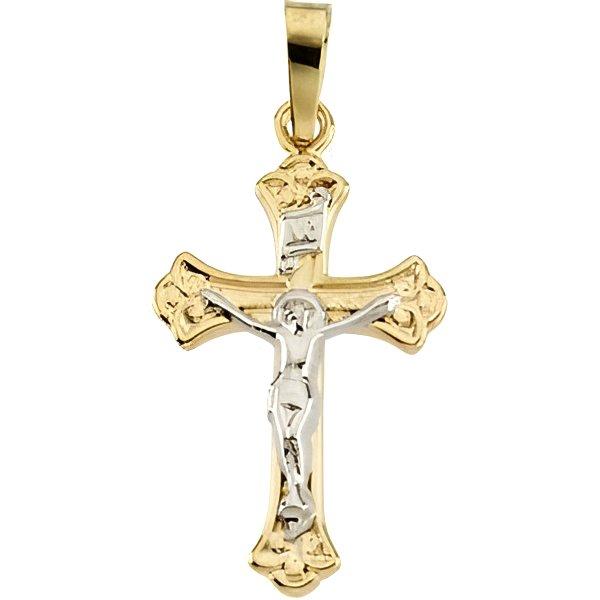 Two Tone Rounded-Ends Crucifix Pendant