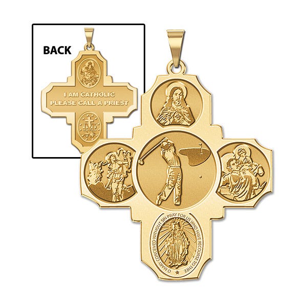 Four Way Cross Golf Religious Medal