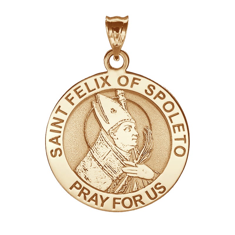 Saint Felix of Spoleto Round Religious Medal