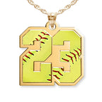 Color Enameled Softball Number Charm or Pendant with 2 Digits