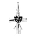 Sterling Silver High Polished Tennis Cross w/ Antique Finish