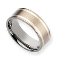 Titanium Sterling Silver Inlay Flat Approx. 0.31 Inch Satin Wedding Band
