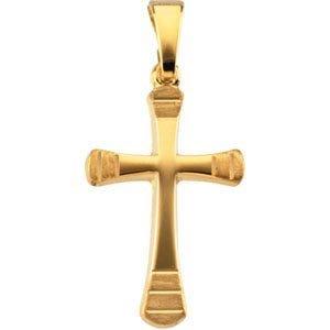 14K Yellow Gold Cross Pendant With Design