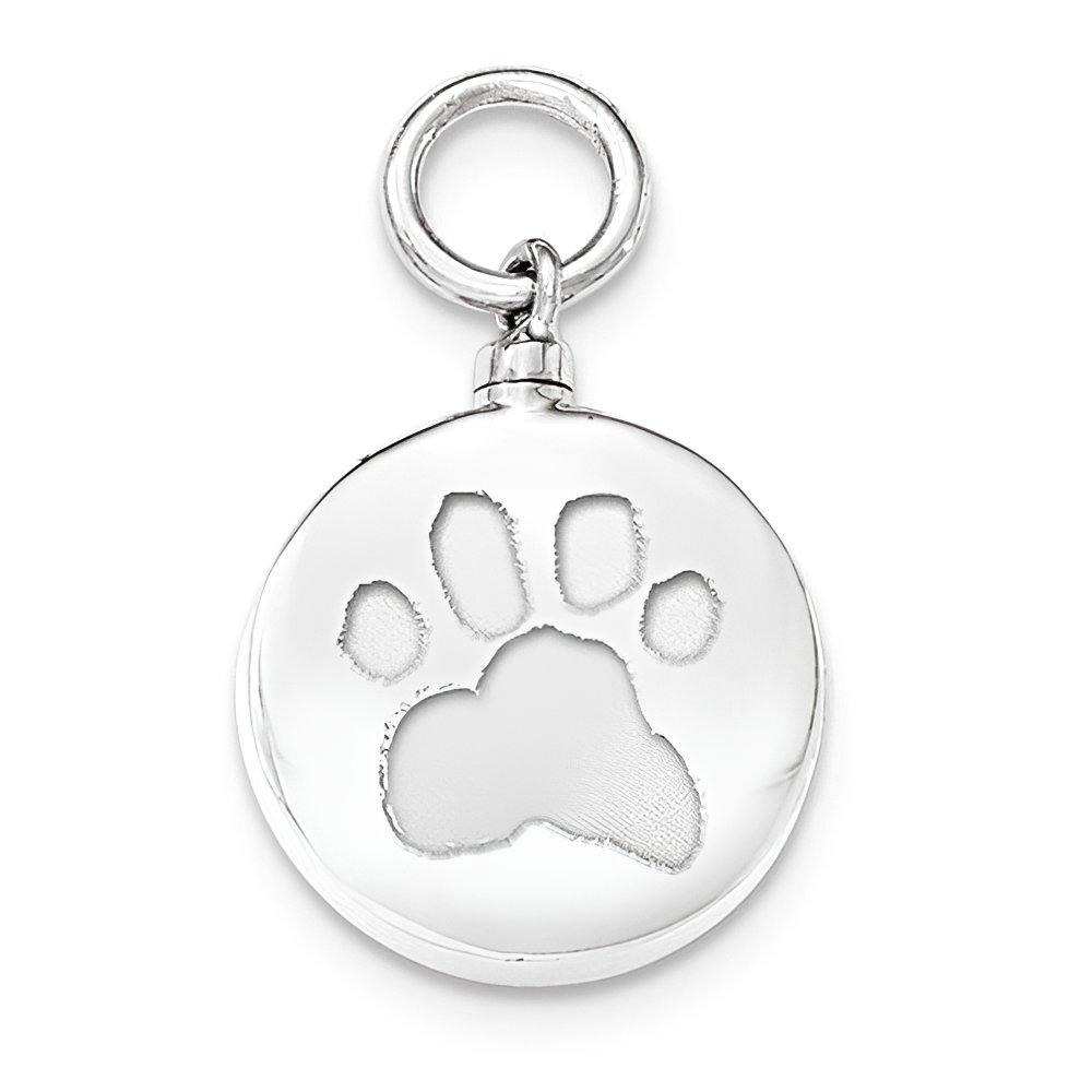 Sterling Silver Round Shaped Paw Print Cremation Ash Filler