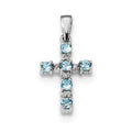 Sterling Silver Blue Topaz And Diamond Cross Pendant
