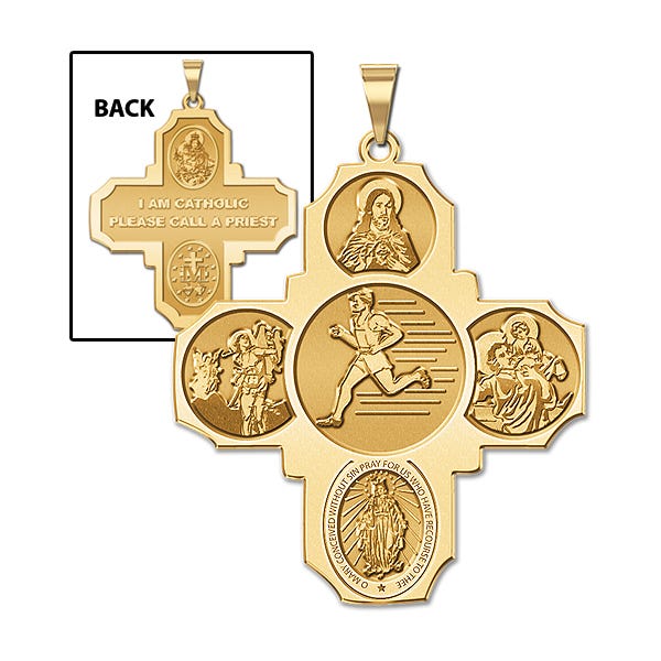 Four Way Cross - Track Male Religious Medal