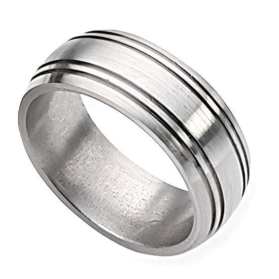 Titanium Grooved Approx. 0.31 Inch Satin Wedding Band