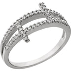 Cubic Zirconia Sideways Double Cross Ring