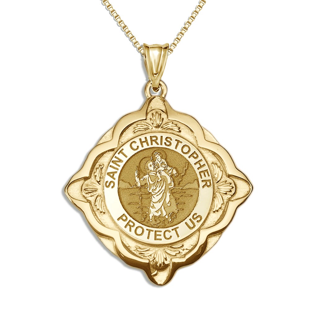 Saint Christopher Cathedral Round Religious Medal
