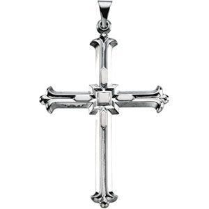14K White Gold Large Cross Pendant