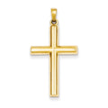 14K Hollow Center Groove Cross Pendant
