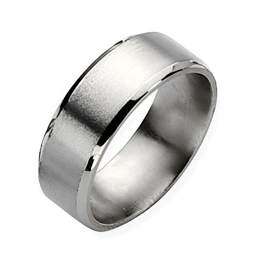 Titanium Beveled Edge Approx. 0.31 Inch Satin and Polished Band